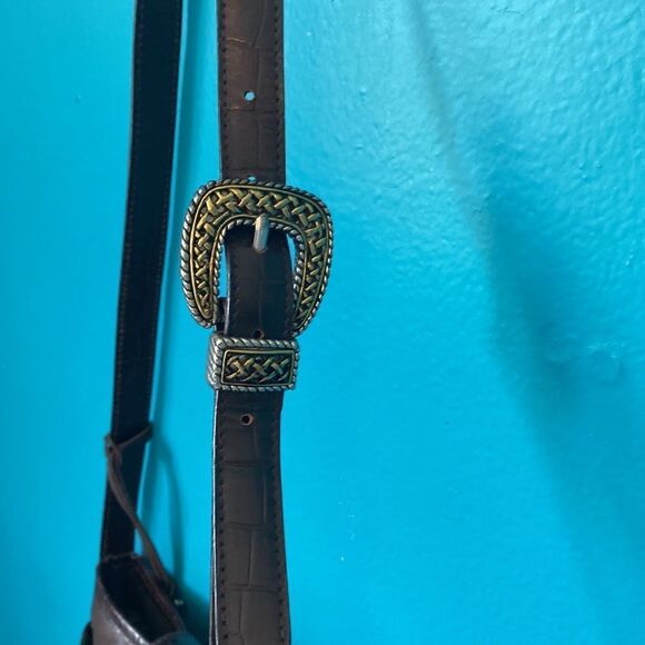 Vintage 100% Leather Purse with Silver Gold Western Style Buckle - Picture 7 of 16